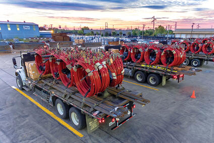Trucks transporting material
