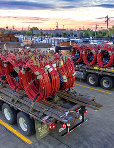Trucks transporting material